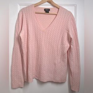 Pink Lord & Taylor V-Neck Ribbed Pullover Sweater